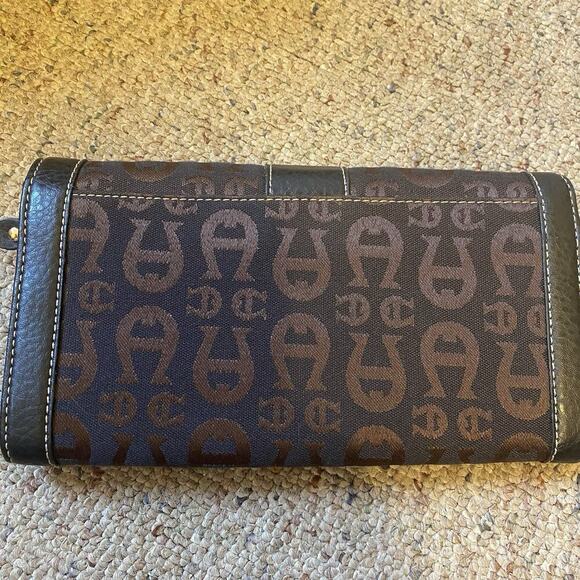 Vintage Etienne Aigner Leather Trim Clutch Wallet Wristlet Purse Signature Logo - Picture 3 of 10